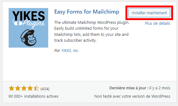 Installer l'extension Easy Forms for Mailchimp