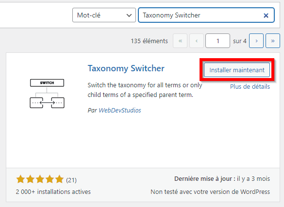 Installer l'extension Taxonomy Switcher