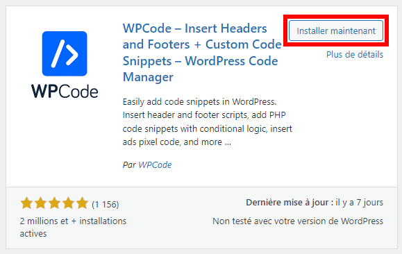 Installer le thème WPCode