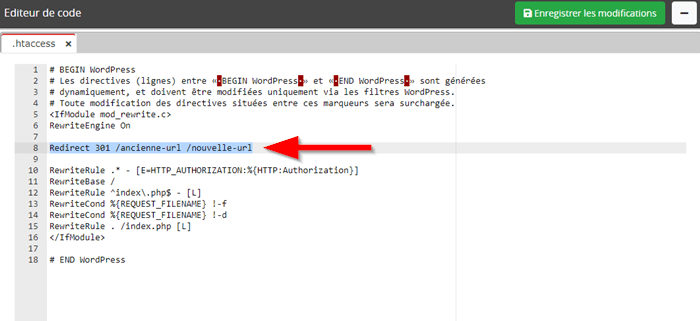 Créer une redirection avec le fichier .htaccess WordPress