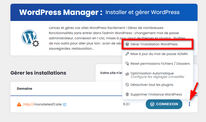 Gérer l'installation WordPress avec WP Manager LWS