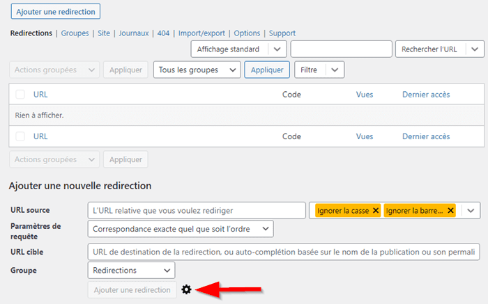 Mettre en place une redirection avec l'extension Redirection