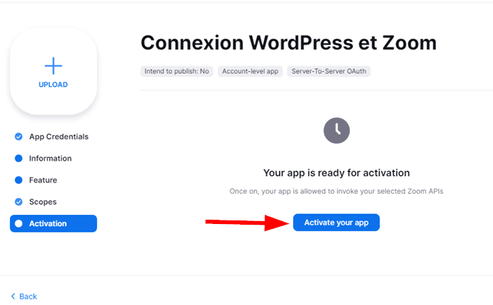 Activation de l'application Zoom Conferencing sur WordPress