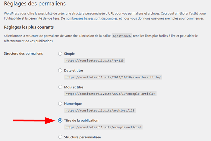 Supprimer la date des URL WordPress par changement de la structure de permaliens