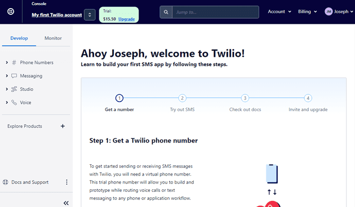 Configuration d'un compte Twilio