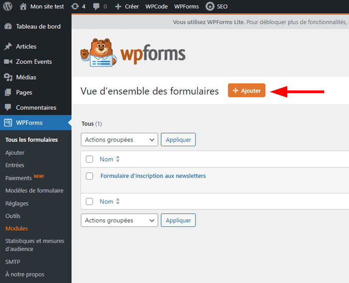 Ajouter un nouveau formulaire WPForms