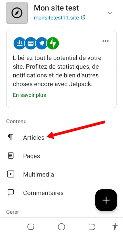 Gérer les articles via l'application WordPress Android