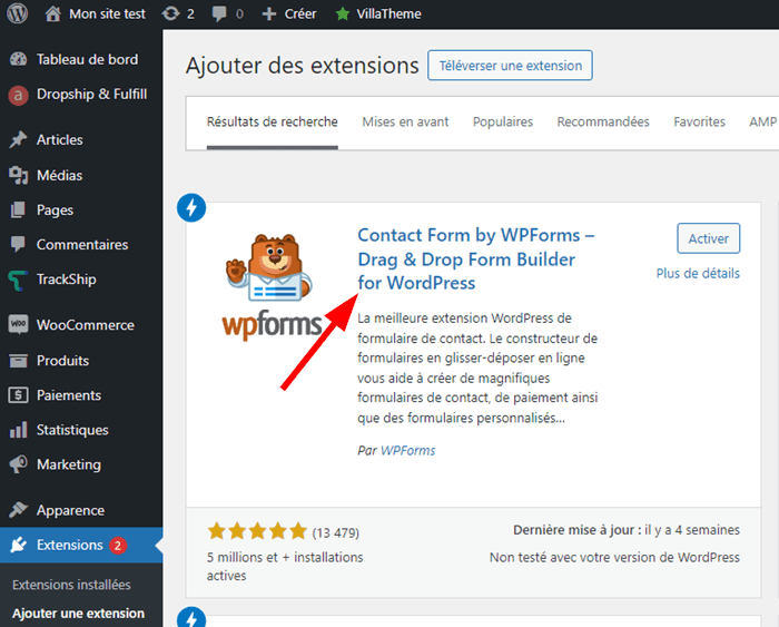 Installer WPForms sur WordPress