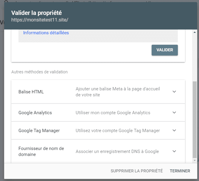 Méthodes de validation d'une propriété PrestaShop sur Google Search Console