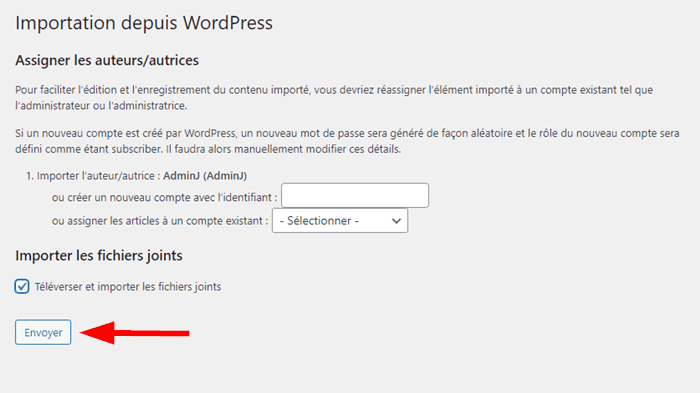 Finalisation de l'importation de fichiers WordPress et déplacer un site multisite WordPress vers une installation unique