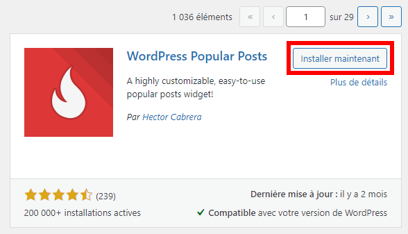 Installer l'extension WordPress Popular Posts