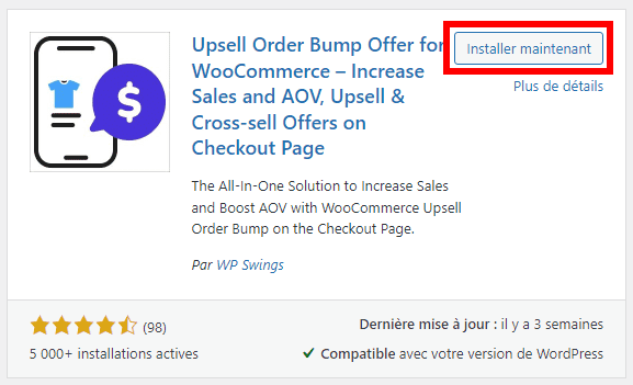 Installer l'extension One Click Upsells for WooCommerce