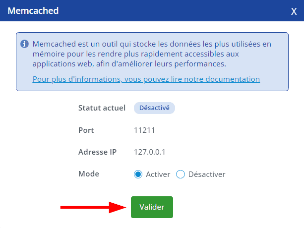 Activer Memcached