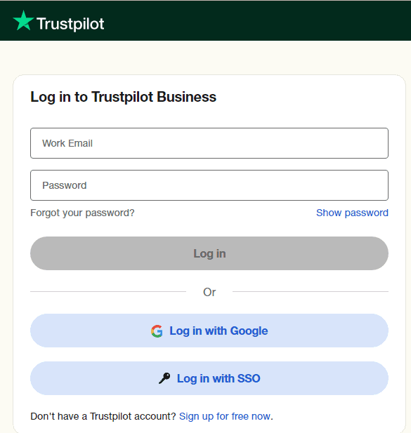 Connexion Trustpilot