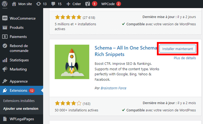 Installer l'extension All In One Rich Snippets sur WordPress