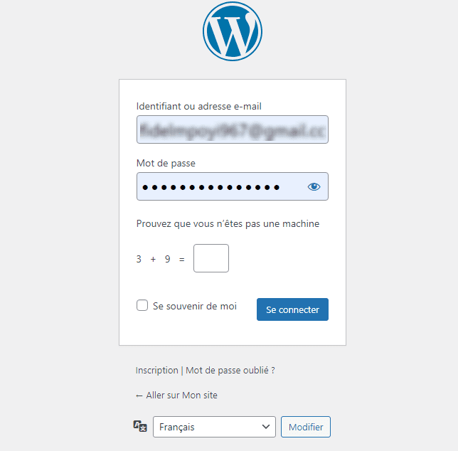 Formulaire de connexion WordPress