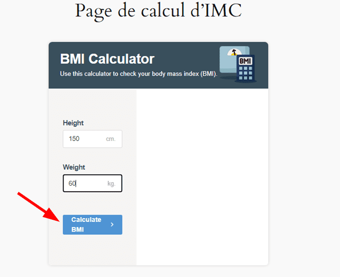 Test du calculateur BMI
