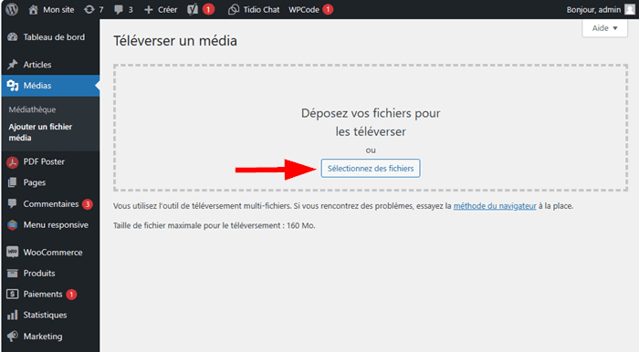 Télécharger les images sur WordPress