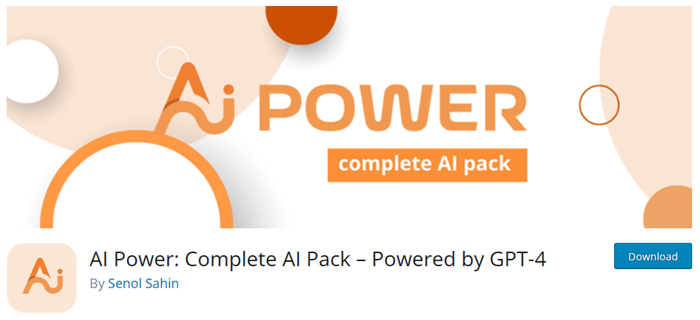 AI Power : Complete AI Pack – Powered by GPT-4 - utiliser l'IA pour générer des images dans WordPress