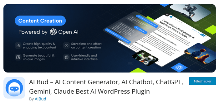 AiBud WP Plugin pour utiliser l'IA pour générer des images dans WordPress