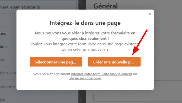 Option d'intégration de formulaires WPForms