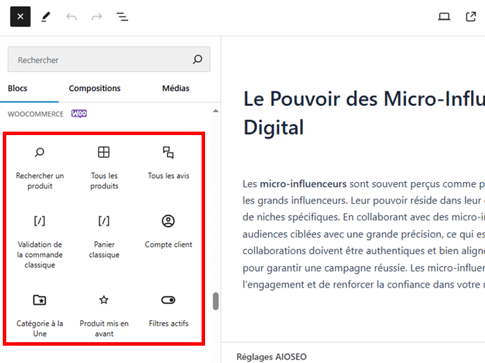 Blocs WooCommerce
