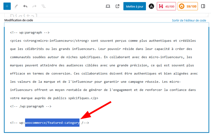 Copier la syntaxe de code d'un bloc