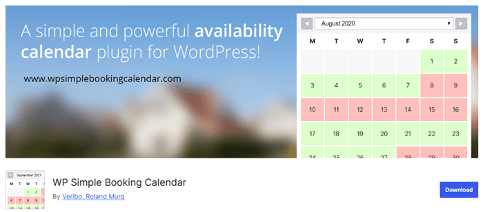 WP Simple Booking Calendar - plugin de gestion de rendez-vous WordPress