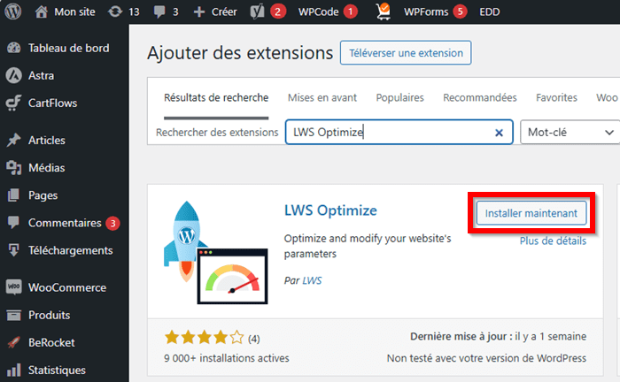 Installer LWS Optimize