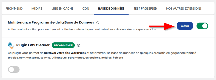 Gérer la base de données WordPress/LWS Optimize