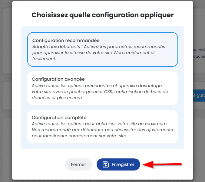 Configurations de LWS Optimize