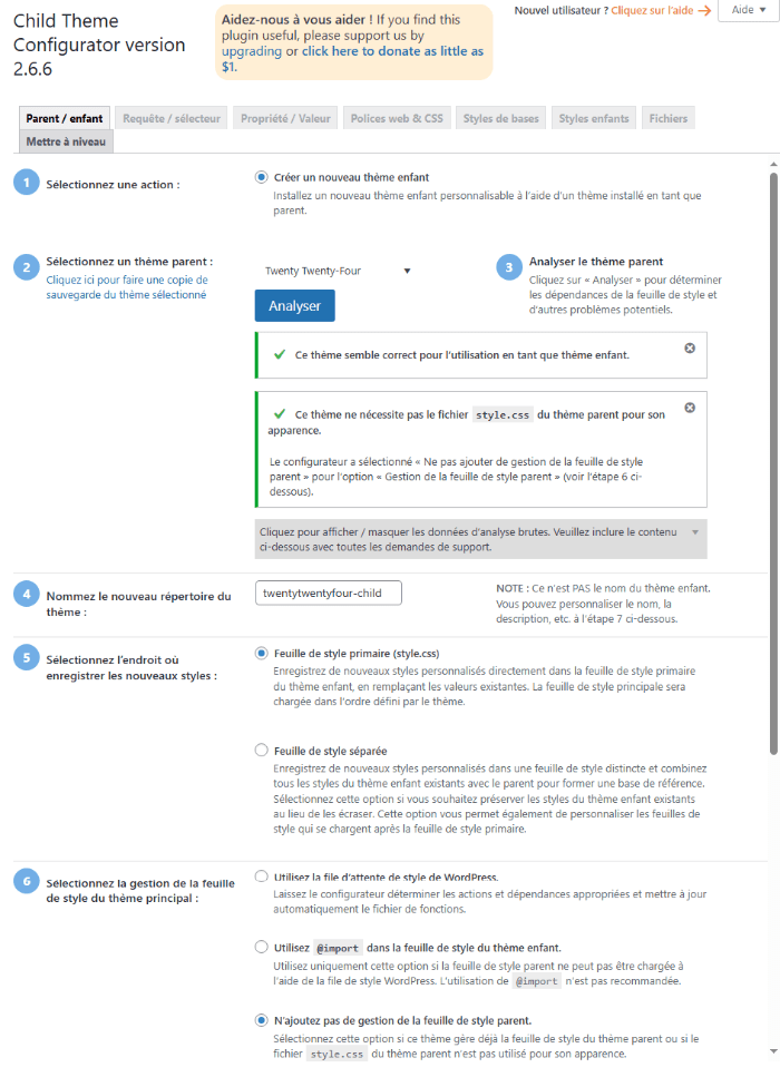 Personnalisation du thème enfant WordPress