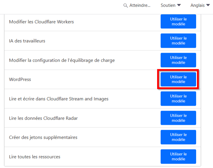 Choisir la plateforme WordPress sur Cloudflare