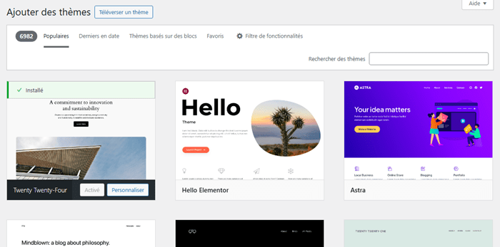 Installer un thème WordPress via l'espace d'administration