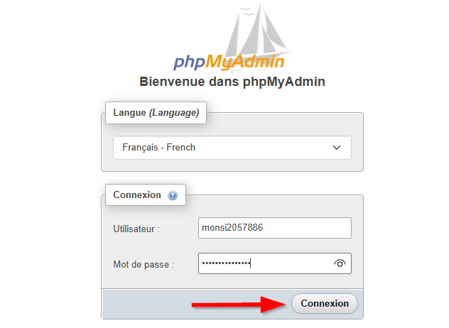 Connexion à phpMyAdmin