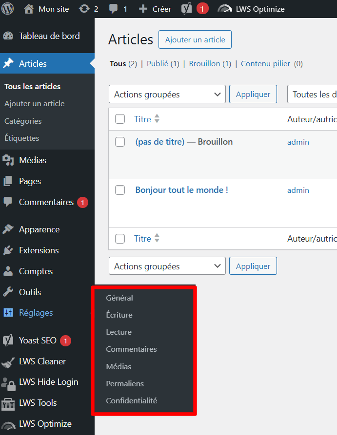 Utilisation quotidienne de WordPress