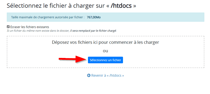 Sélectionner les fichiers WordPress à charger sur le site