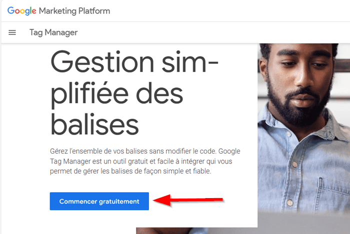 Commencer la création de compte sur Tag Manager