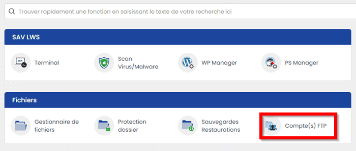 Comptes FTP