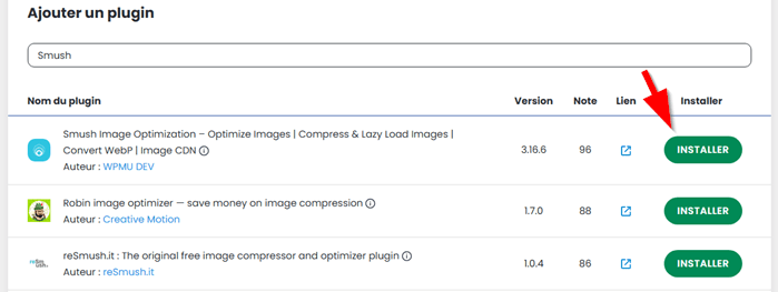 Installer le plugin Smush avec WP Manager de LWS