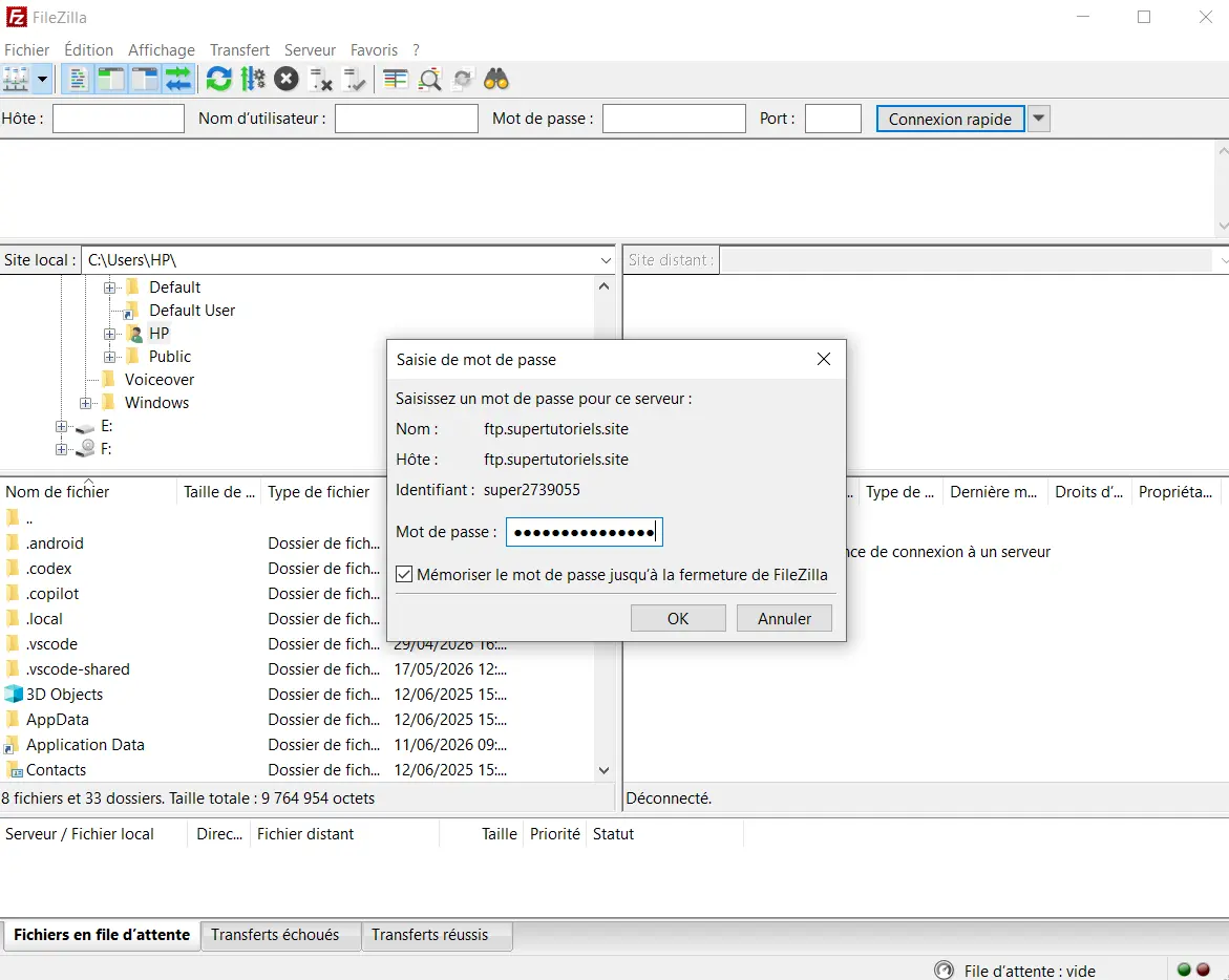 Connexion au serveur LWS via FTP
