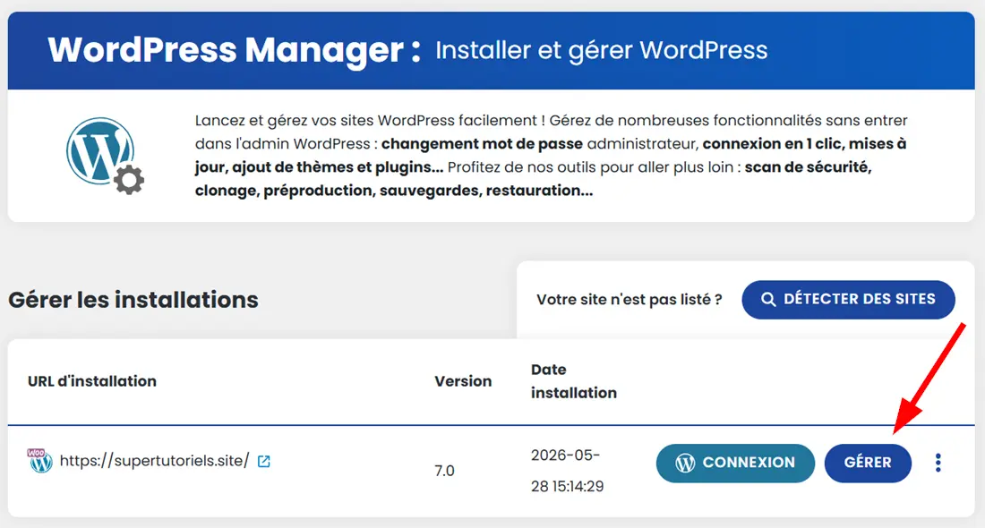 Gérer un site