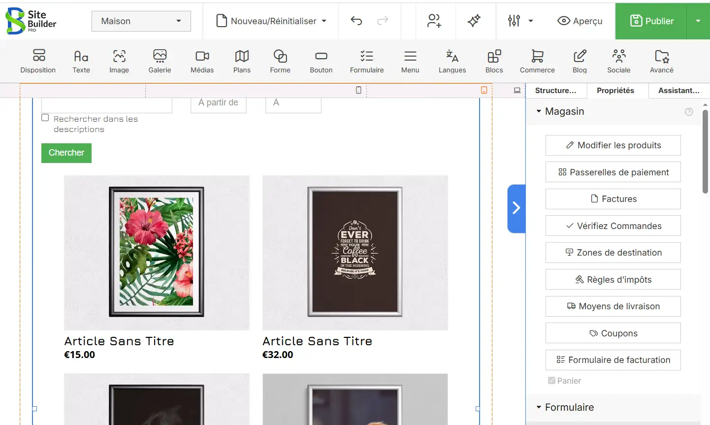 Modifier les images du site dans SiteBuilder Pro
