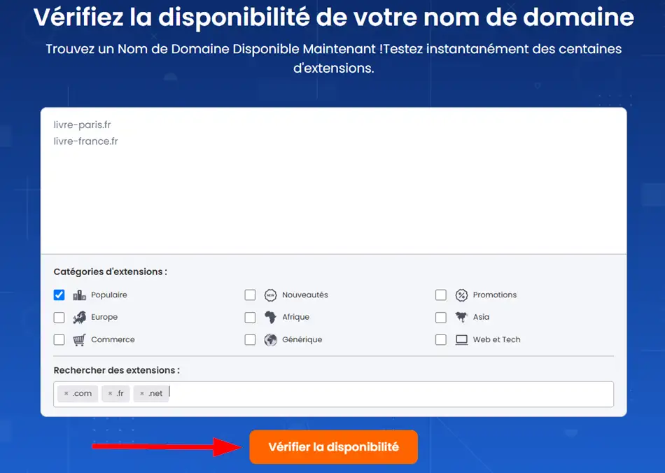 Vérifier la disponibilité de noms de domaines sur LWS
