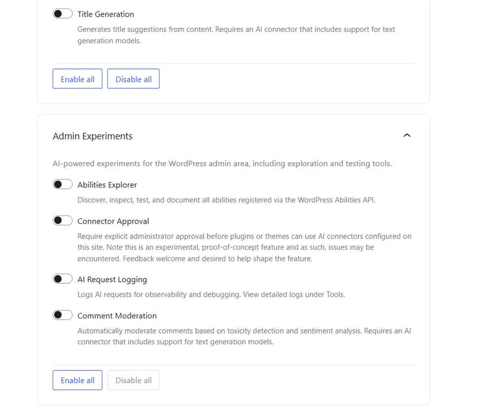Abilities en pleine expérimentation sur WordPress
