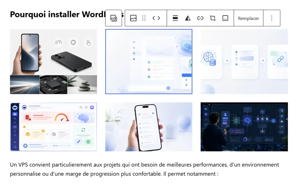 Ajouter le bloc Galerie dans WordPress