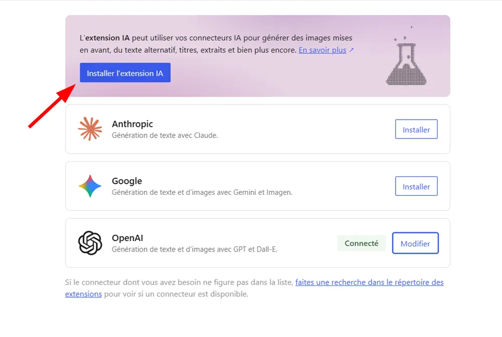 Installer le plugin IA officiel