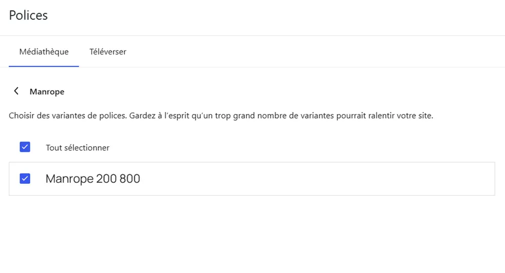 Personnaliser la police choisie