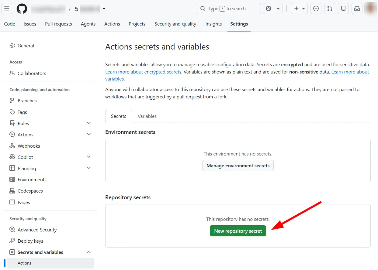 New repository secret