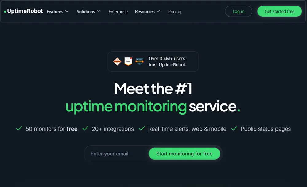Page d'accueil du site uptime reboot